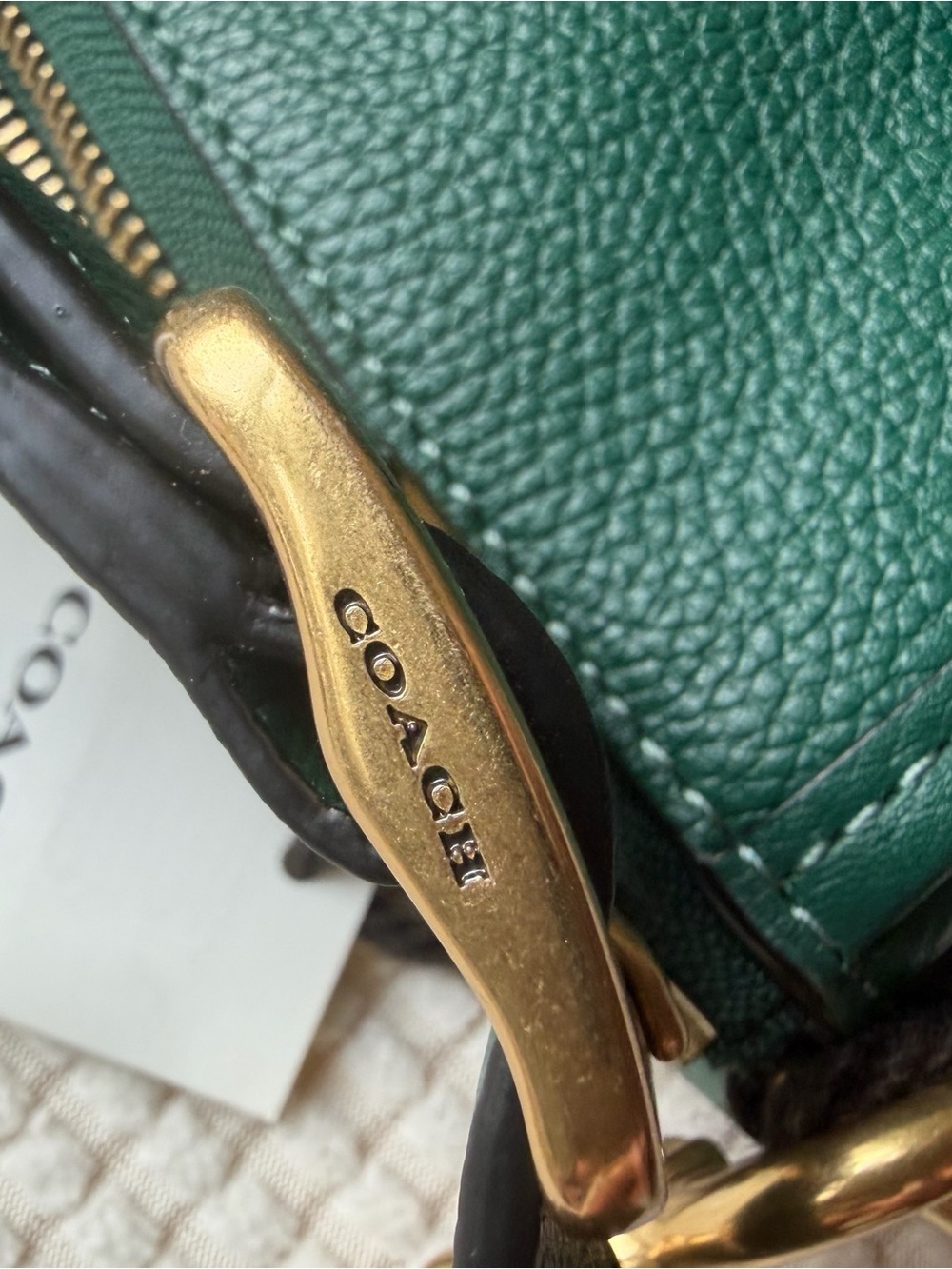Coach Green Pebble Leather Turnlock Crossbody - Picture 8 of 9